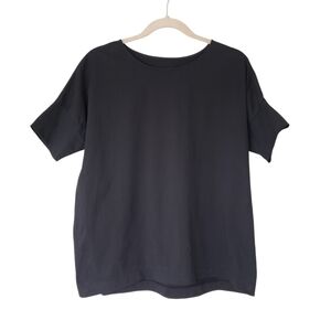 Lemaire Minimalist Black Cotton Boxy Tee Oversized Fit